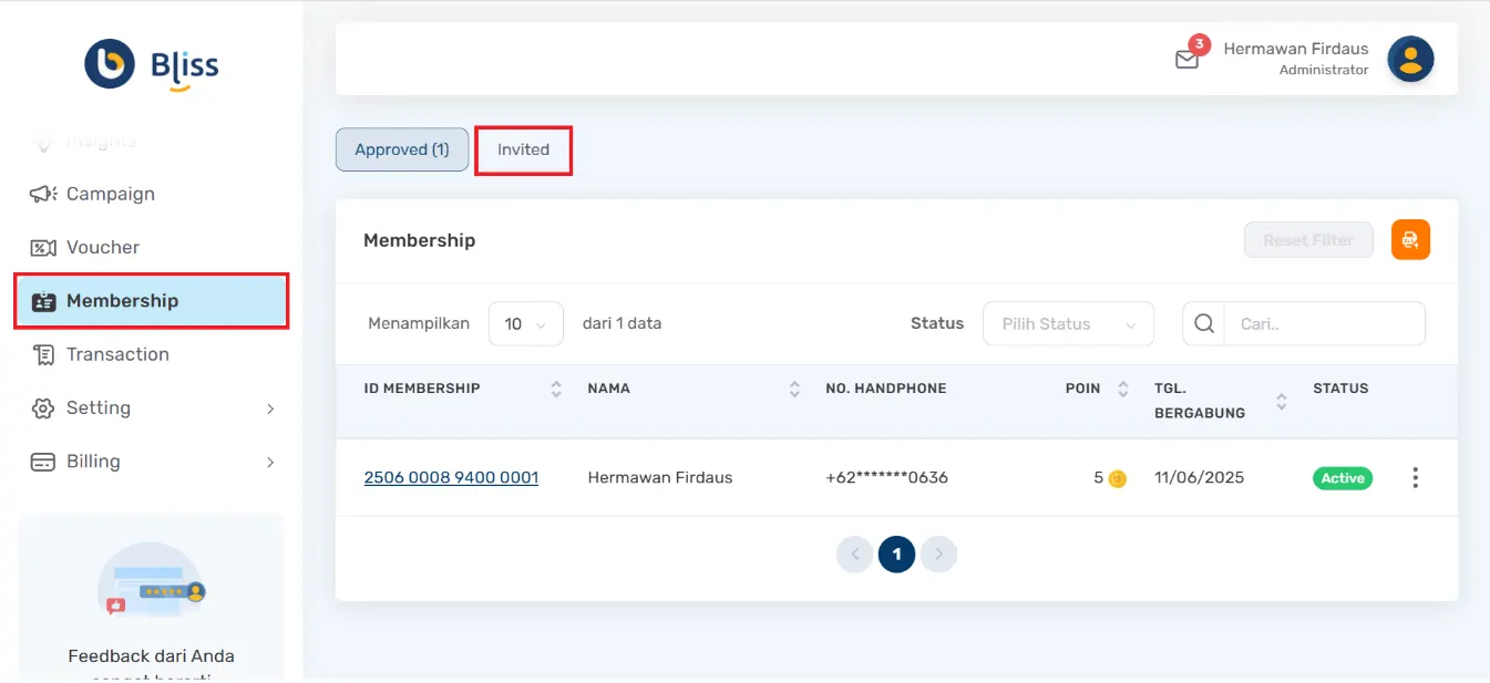 Impor Data Pelanggan Bliss